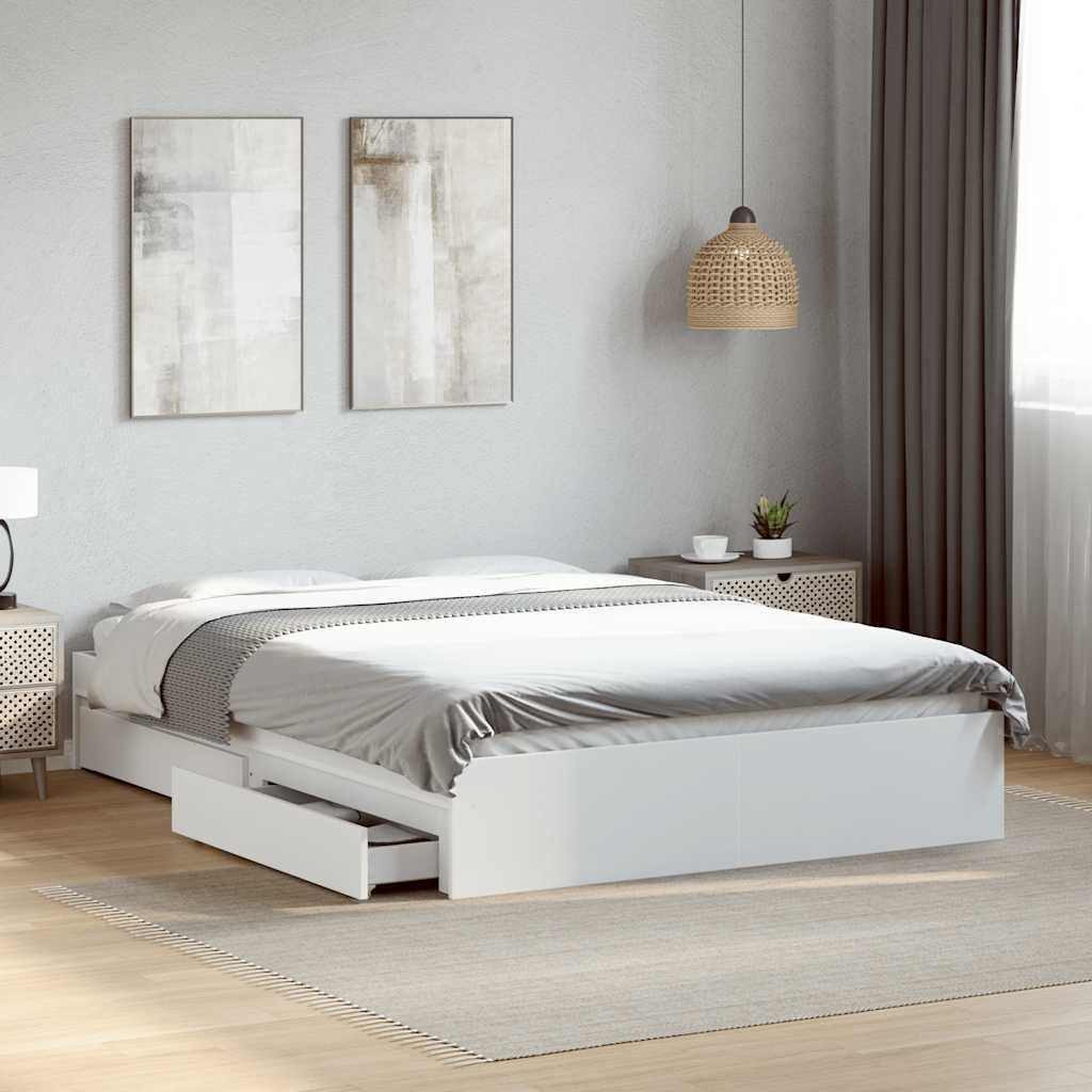 vidaXL Bed Frame with Drawers without Mattress White 120x190 cm