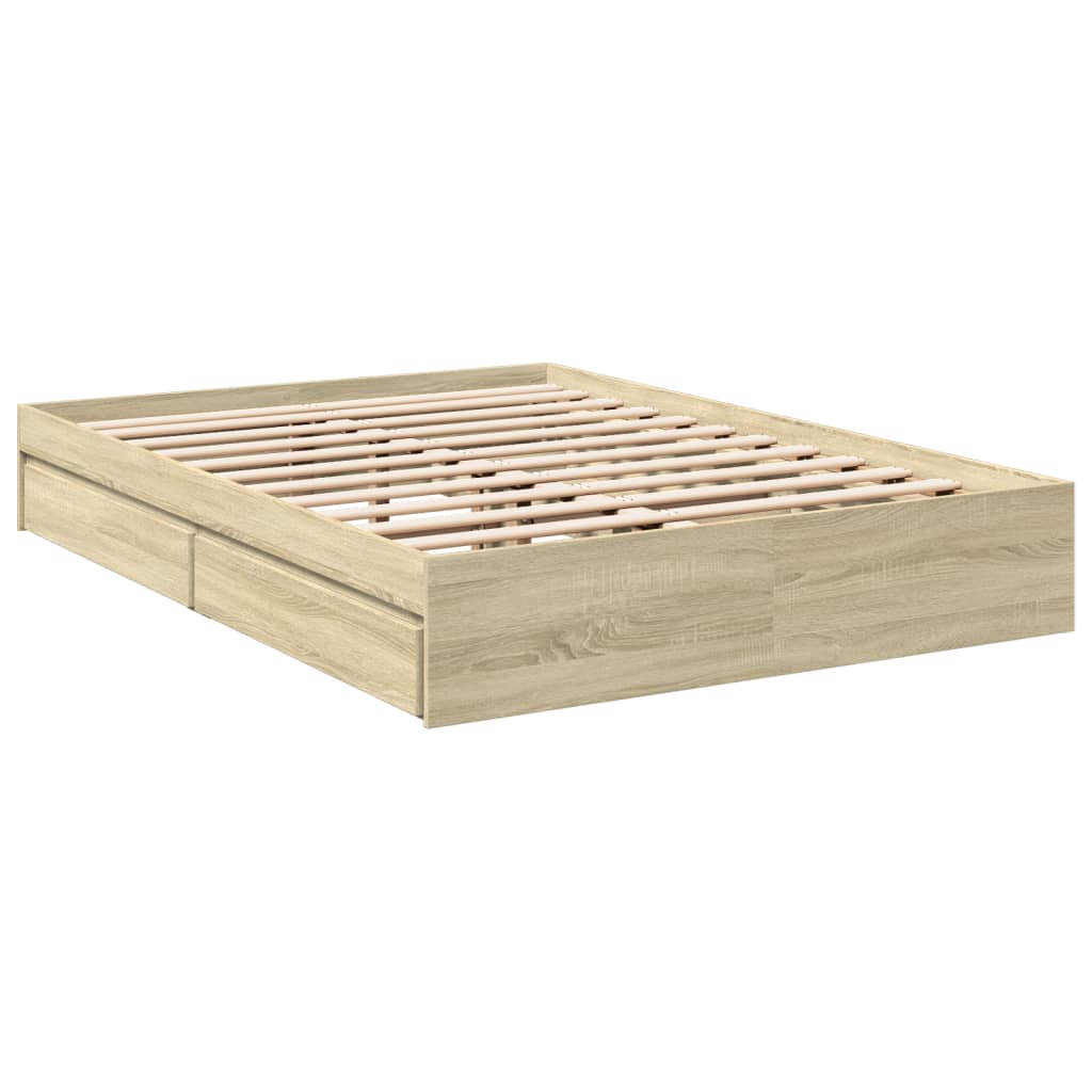vidaXL Bed Frame with Drawers without Mattress Sonoma Oak 120x190 cm Small Double