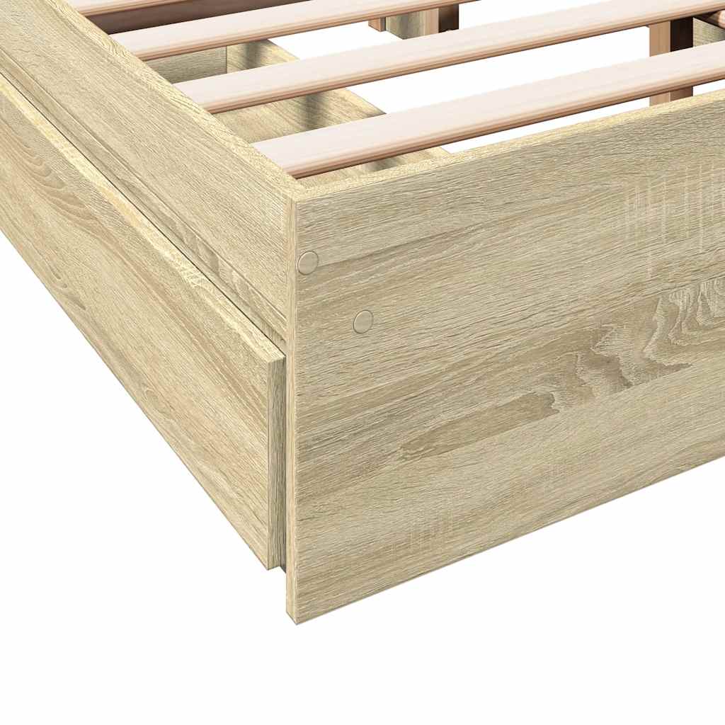 vidaXL Bed Frame with Drawers without Mattress Sonoma Oak 120x190 cm