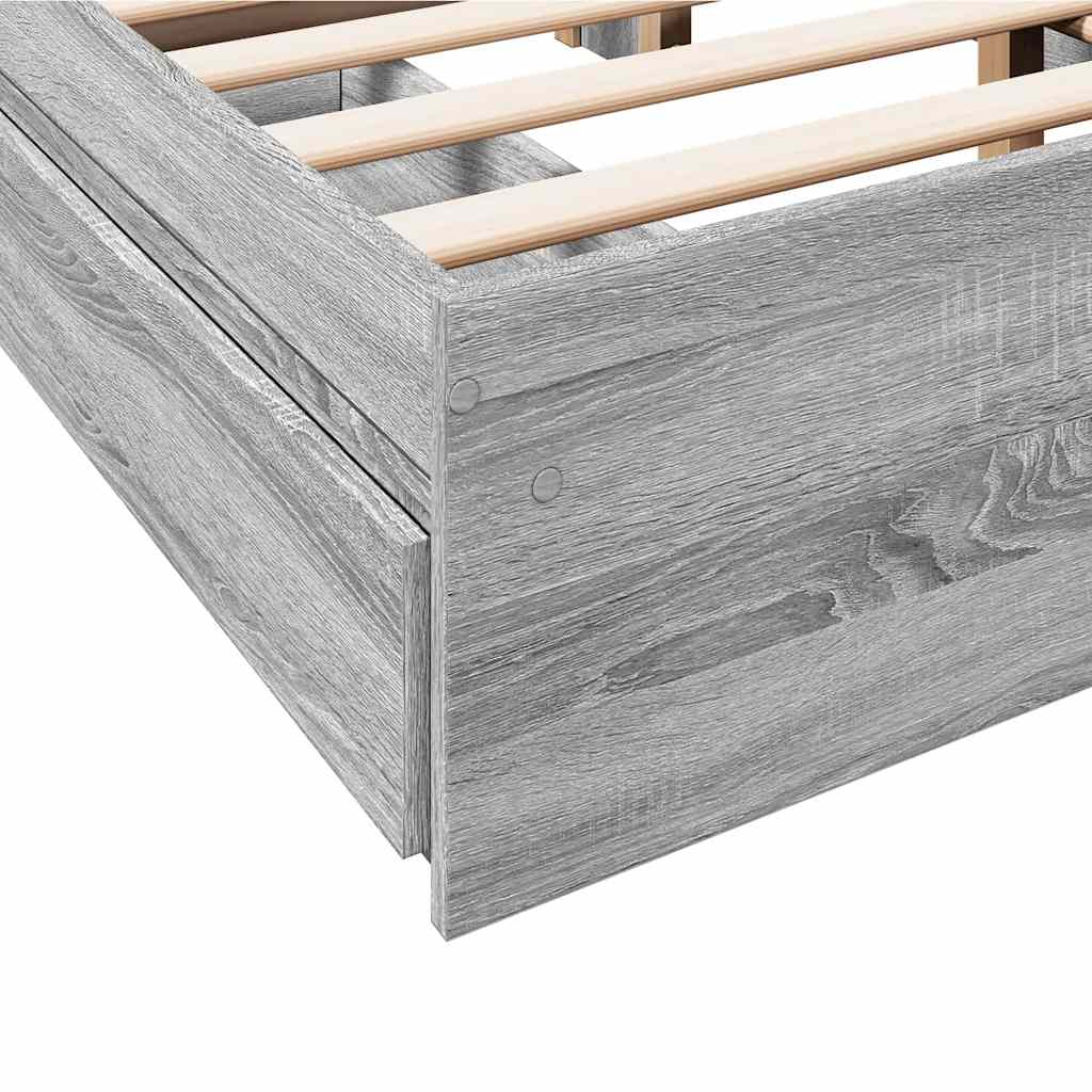vidaXL Bed Frame with Drawers without Mattress Grey Sonoma 120x190 cm