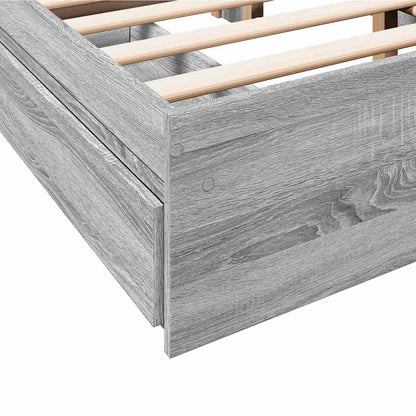 vidaXL Bed Frame with Drawers without Mattress Grey Sonoma 120x190 cm