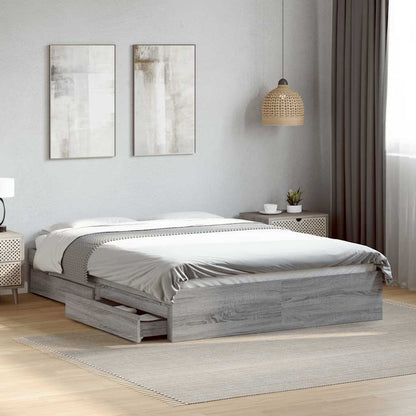 vidaXL Bed Frame with Drawers without Mattress Grey Sonoma 120x190 cm