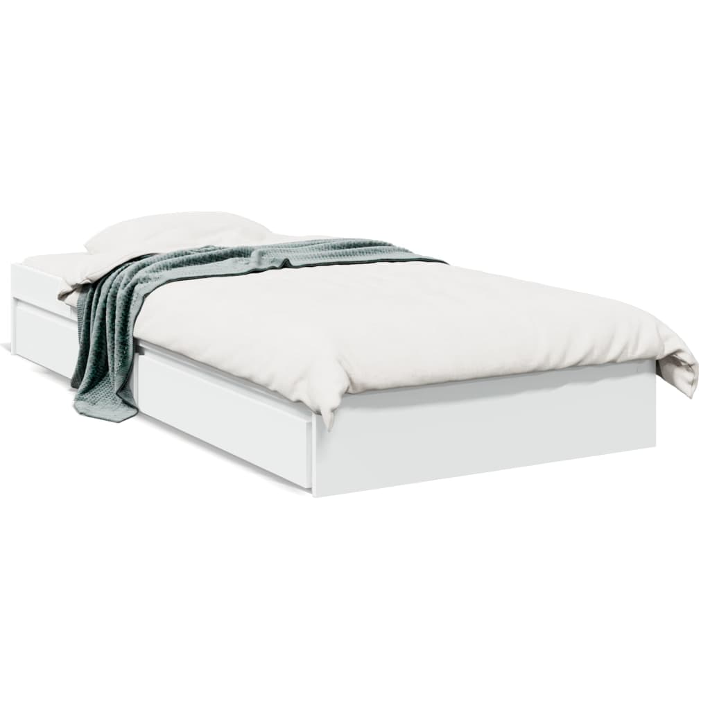 vidaXL Bed Frame with Drawers without Mattress White 90x190 cm Single