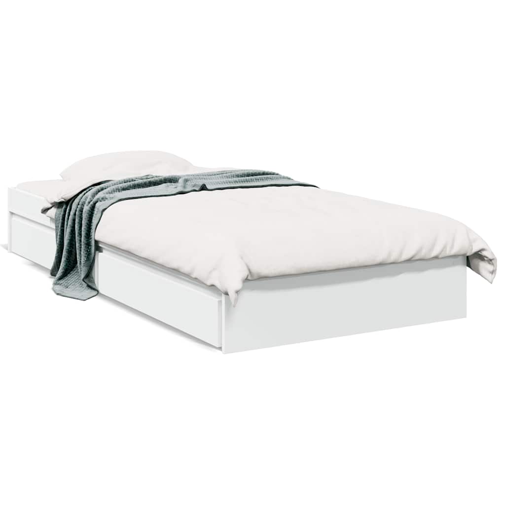 vidaXL Bed Frame with Drawers without Mattress White 90x190 cm