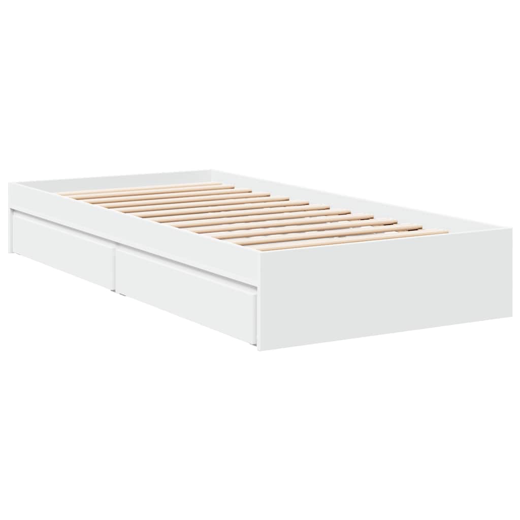 vidaXL Bed Frame with Drawers without Mattress White 90x190 cm
