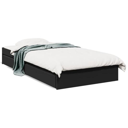 vidaXL Bed Frame with Drawers without Mattress Black 90x190 cm Single