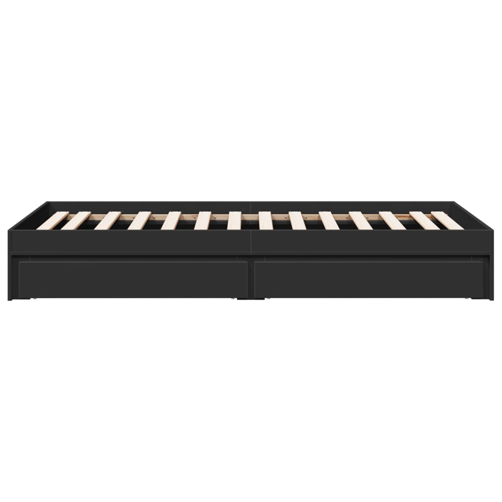 vidaXL Bed Frame with Drawers without Mattress Black 90x190 cm Single