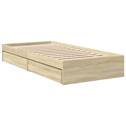 vidaXL Bed Frame with Drawers without Mattress Sonoma Oak 90x190 cm Single