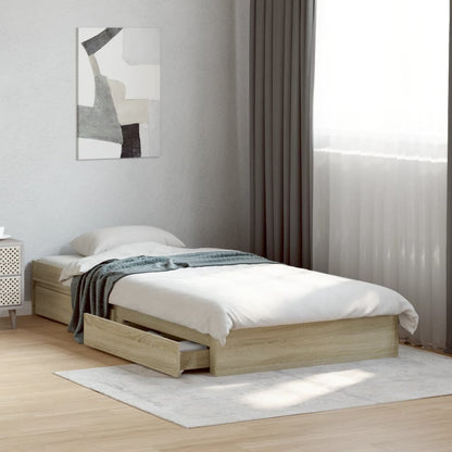 vidaXL Bed Frame with Drawers without Mattress Sonoma Oak 90x190 cm Single