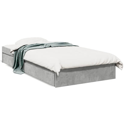 vidaXL Bed Frame with Drawers without Mattress Concrete Grey 90x190 cm Single