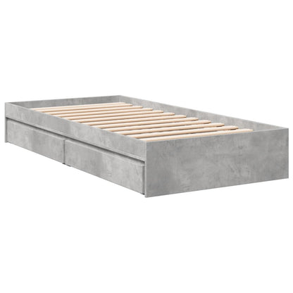 vidaXL Bed Frame with Drawers without Mattress Concrete Grey 90x190 cm Single