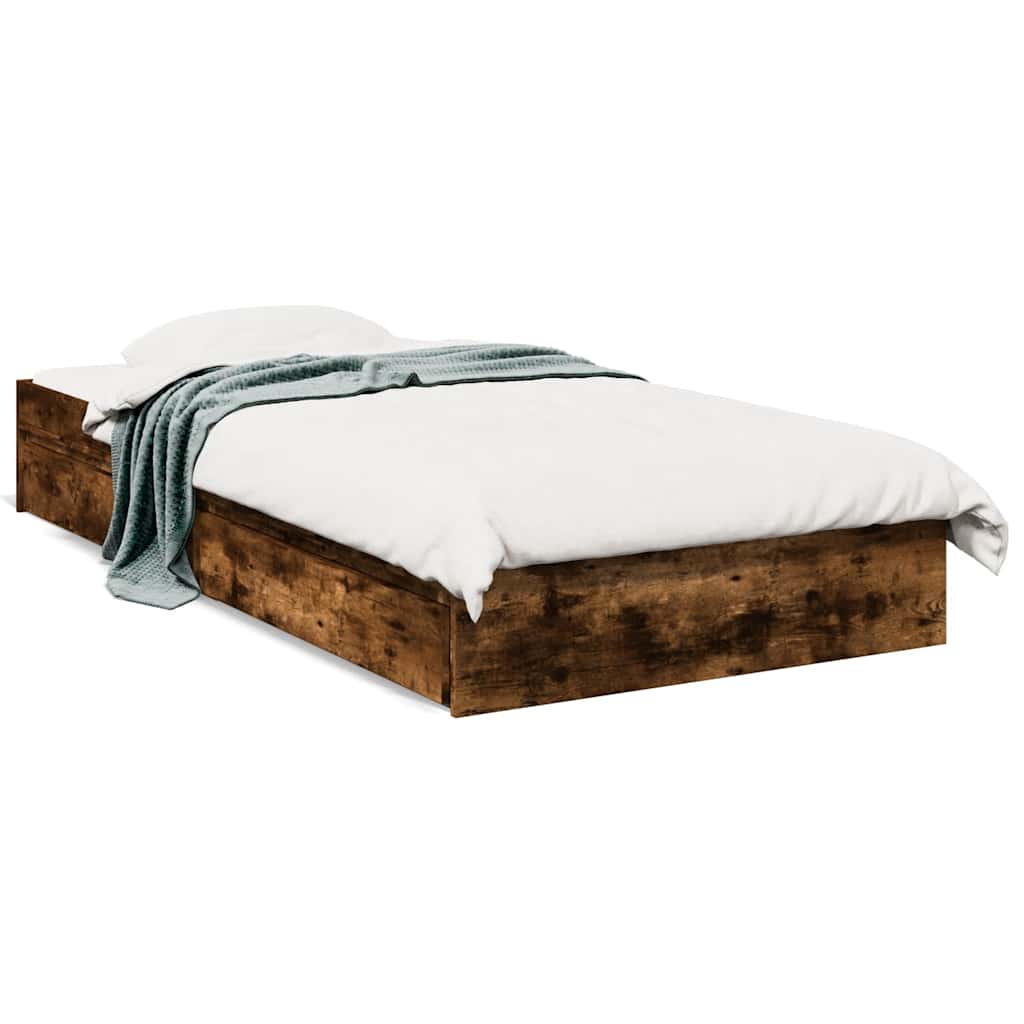 vidaXL Bed Frame with Drawers without Mattress Smoked Oak 90x190 cm