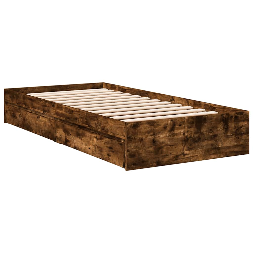 vidaXL Bed Frame with Drawers without Mattress Smoked Oak 90x190 cm