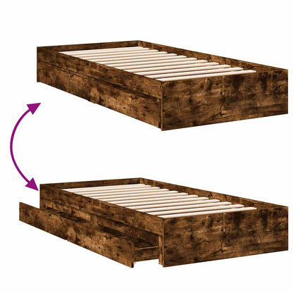 vidaXL Bed Frame with Drawers without Mattress Smoked Oak 90x190 cm