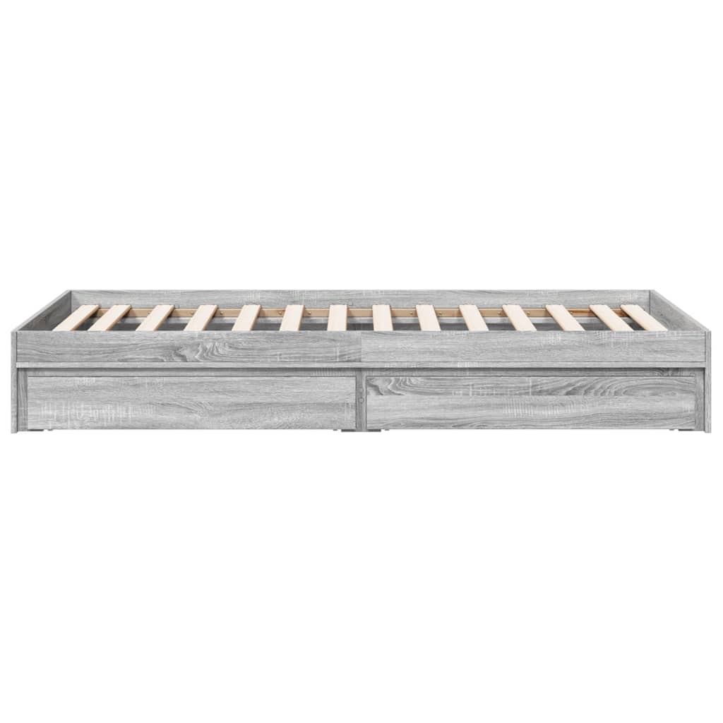 vidaXL Bed Frame with Drawers without Mattress Grey Sonoma 90x190 cm Single