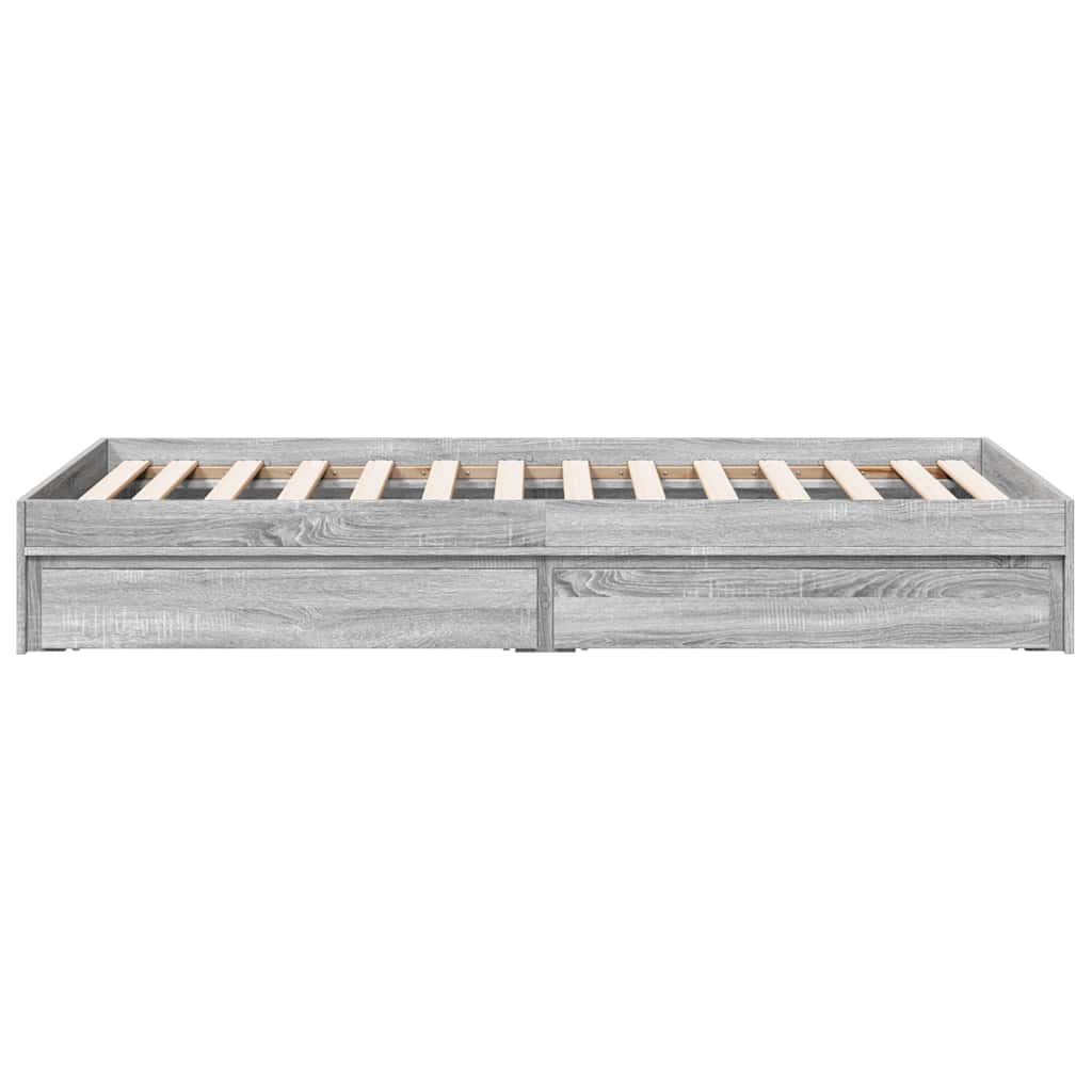 vidaXL Bed Frame with Drawers without Mattress Grey Sonoma 90x190 cm