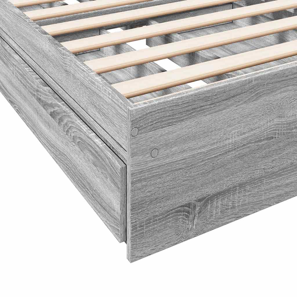 vidaXL Bed Frame with Drawers without Mattress Grey Sonoma 90x190 cm