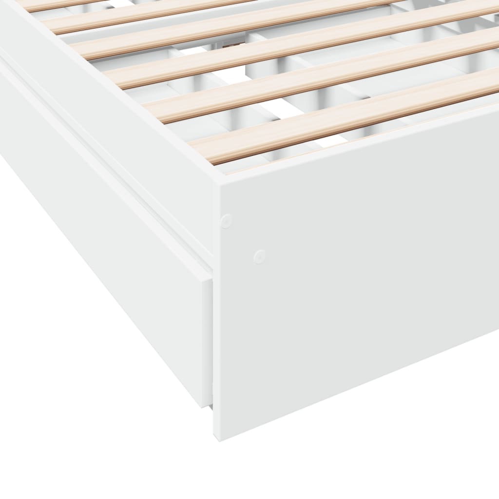 vidaXL Bed Frame with Drawers without Mattress White 75x190 cm Small Single