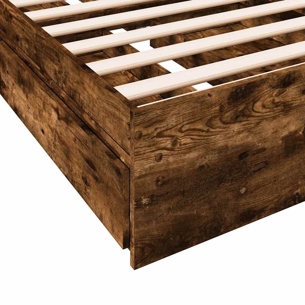 vidaXL Bed Frame with Drawers without Mattress Smoked Oak 75x190 cm