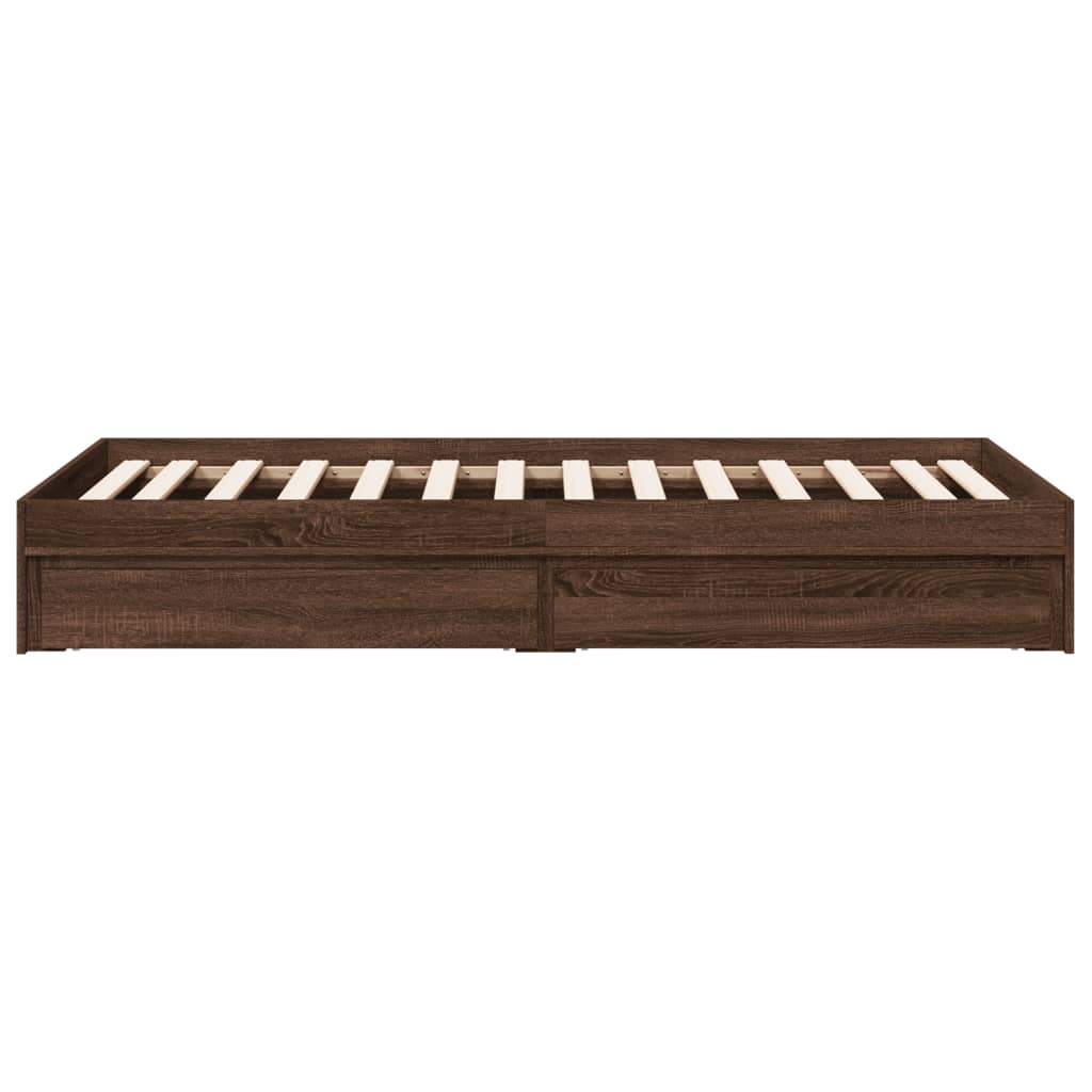 vidaXL Bed Frame with Drawers without Mattress Brown Oak 75x190 cm Small Single