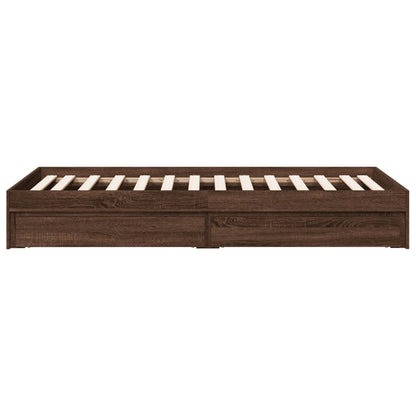 vidaXL Bed Frame with Drawers without Mattress Brown Oak 75x190 cm Small Single