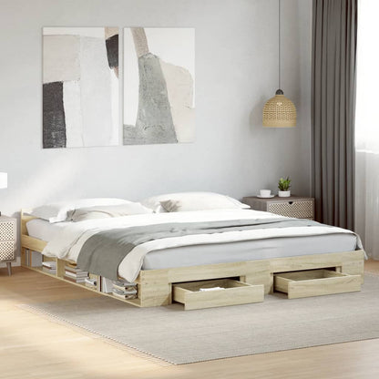 vidaXL Bed Frame with Drawers without Mattress Sonoma Oak 200x200 cm
