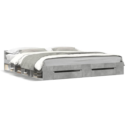 vidaXL Bed Frame with Drawers without Mattress Concrete Grey 200x200 cm