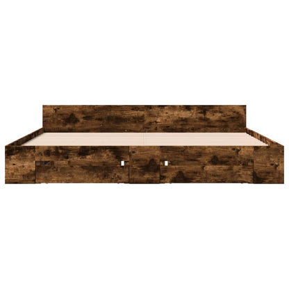 vidaXL Bed Frame with Drawers without Mattress Smoked Oak 200x200 cm