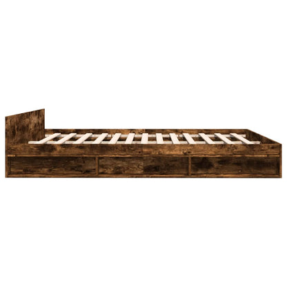 vidaXL Bed Frame with Drawers without Mattress Smoked Oak 200x200 cm