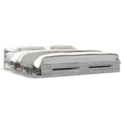 vidaXL Bed Frame with Drawers without Mattress Grey Sonoma 200x200 cm