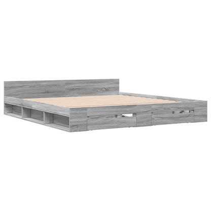 vidaXL Bed Frame with Drawers without Mattress Grey Sonoma 200x200 cm