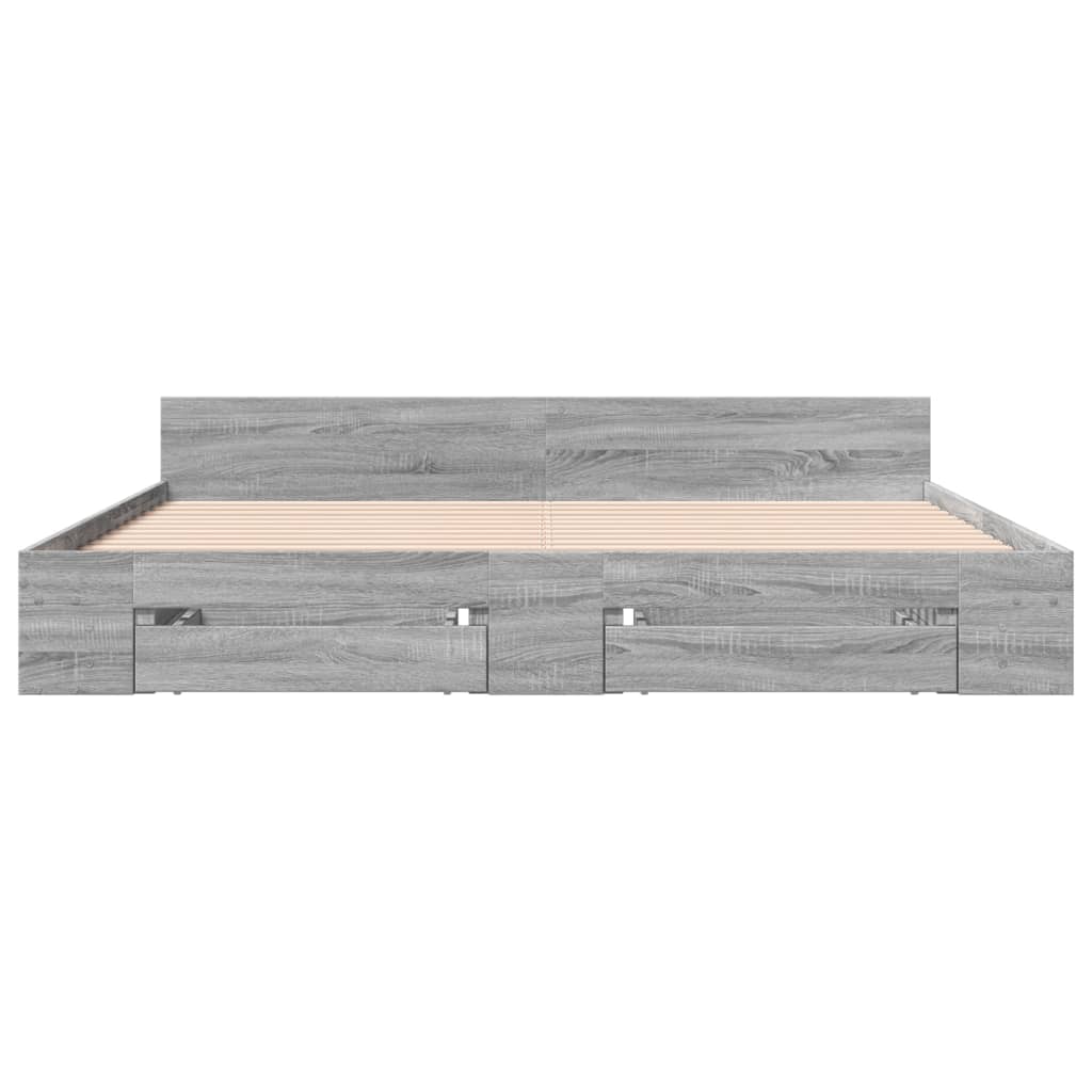vidaXL Bed Frame with Drawers without Mattress Grey Sonoma 200x200 cm