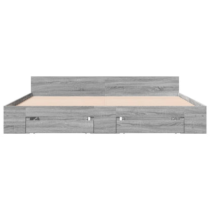 vidaXL Bed Frame with Drawers without Mattress Grey Sonoma 200x200 cm