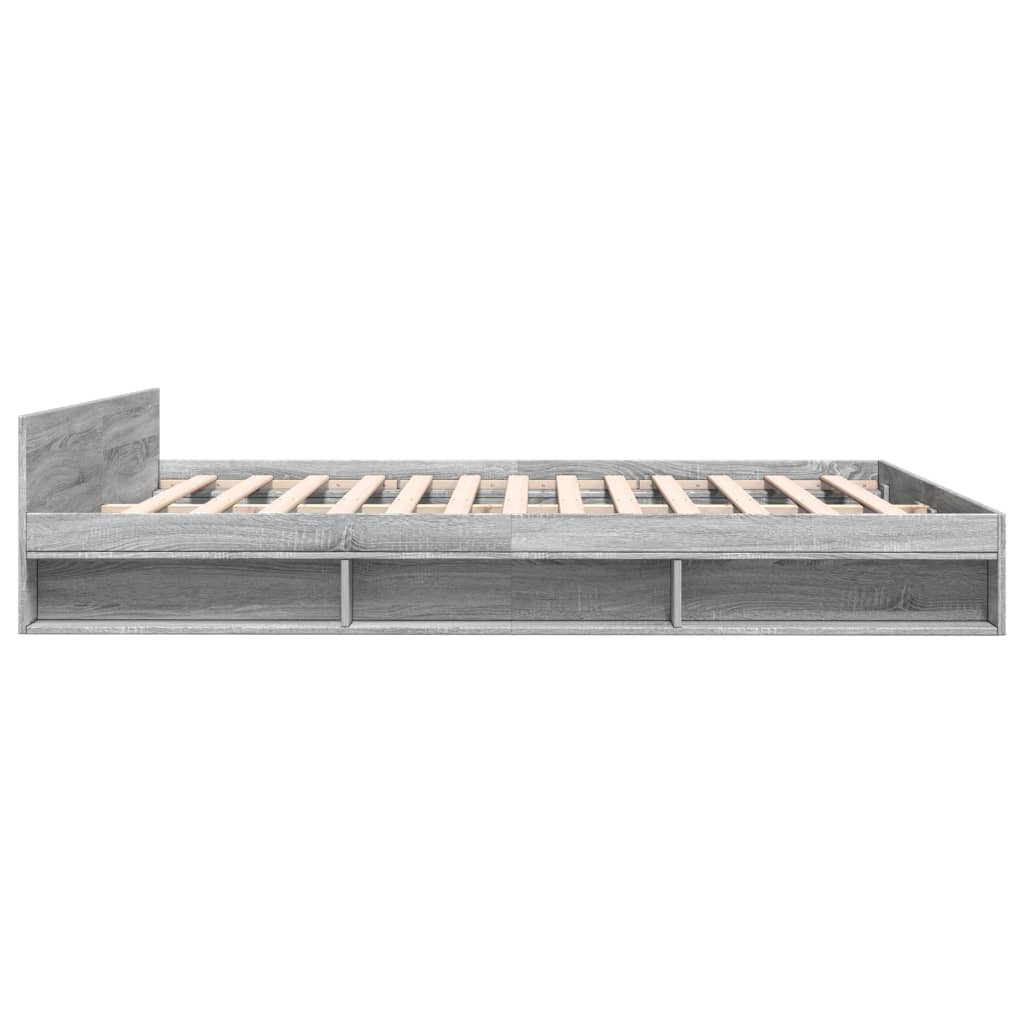 vidaXL Bed Frame with Drawers without Mattress Grey Sonoma 200x200 cm
