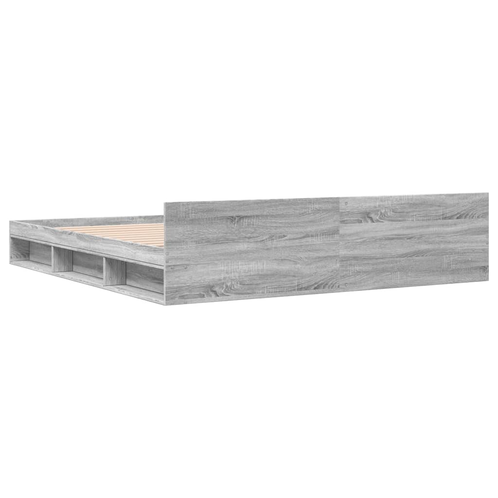 vidaXL Bed Frame with Drawers without Mattress Grey Sonoma 200x200 cm
