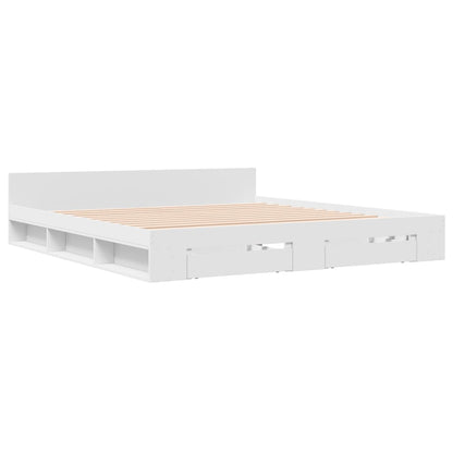 vidaXL Bed Frame with Drawers without Mattress White 180x200 cm Super King