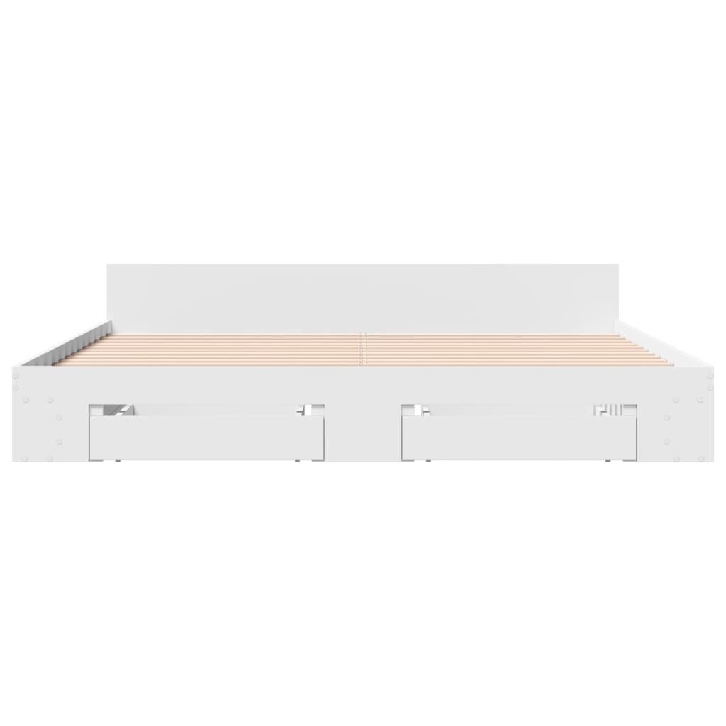 vidaXL Bed Frame with Drawers without Mattress White 180x200 cm Super King