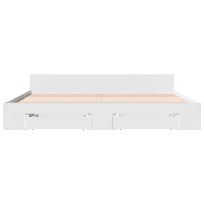 vidaXL Bed Frame with Drawers without Mattress White 180x200 cm Super King