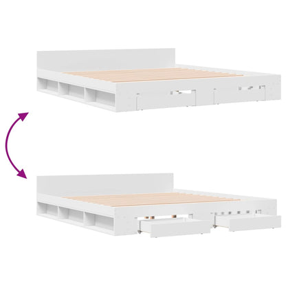 vidaXL Bed Frame with Drawers without Mattress White 180x200 cm Super King