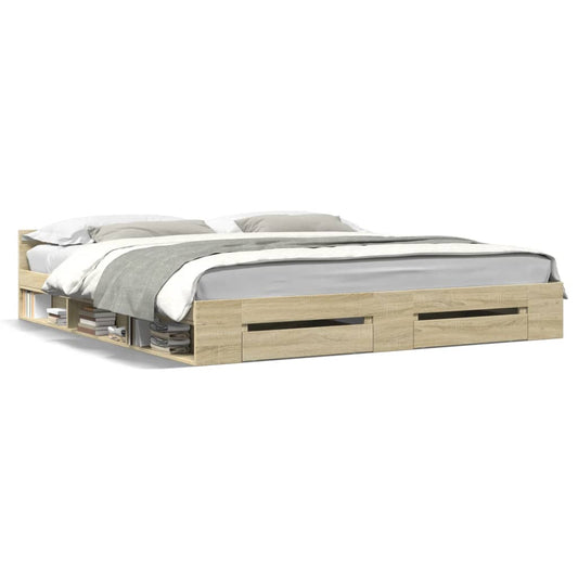 vidaXL Bed Frame with Drawers without Mattress Sonoma Oak 180x200 cm