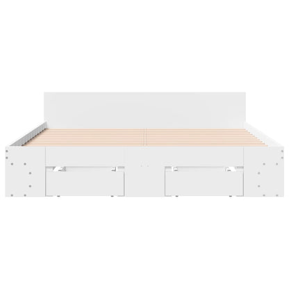 vidaXL Bed Frame with Drawers without Mattress White 160x200 cm
