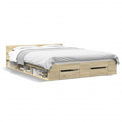 vidaXL Bed Frame with Drawers without Mattress Sonoma Oak 160x200 cm