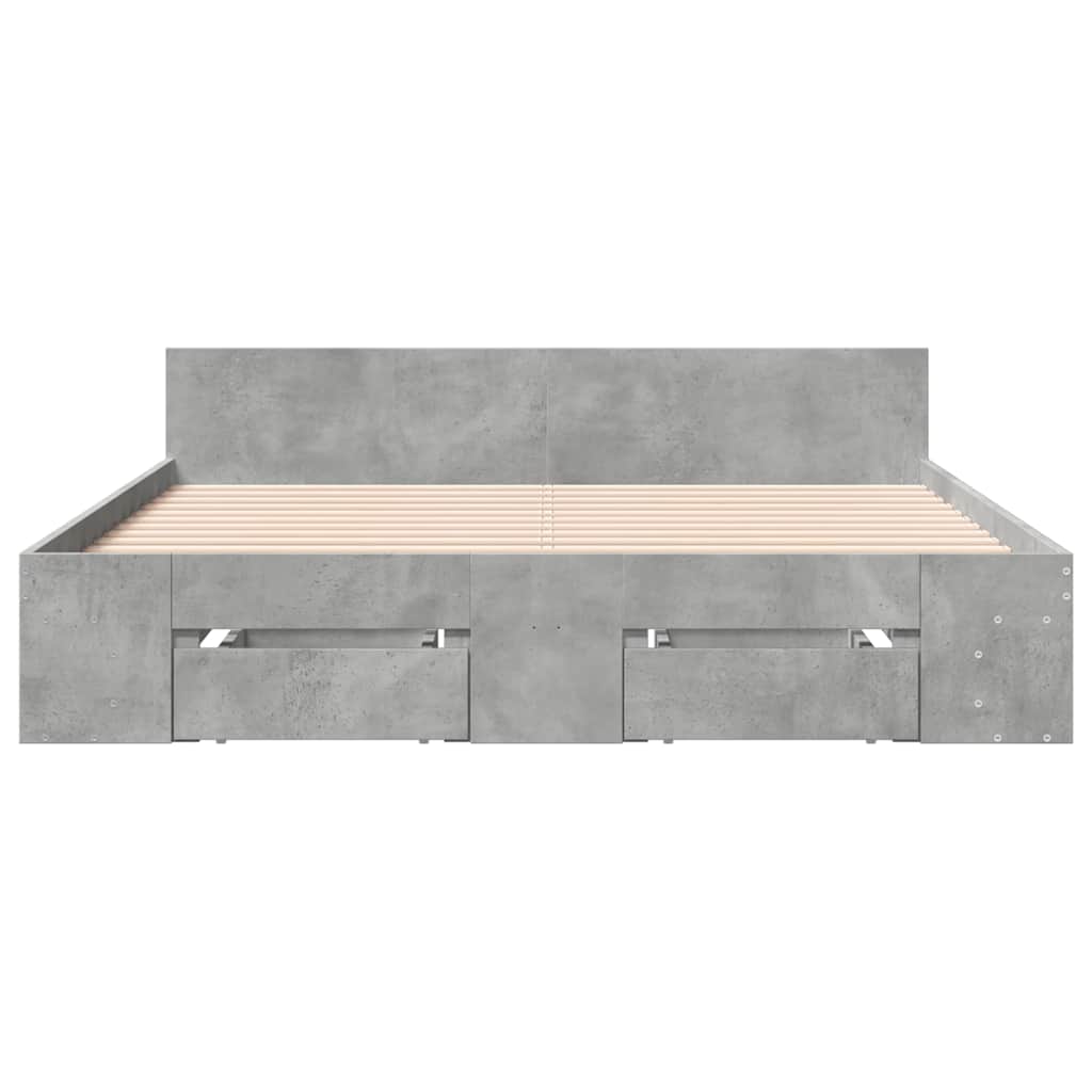 vidaXL Bed Frame with Drawers without Mattress Concrete Grey 160x200 cm