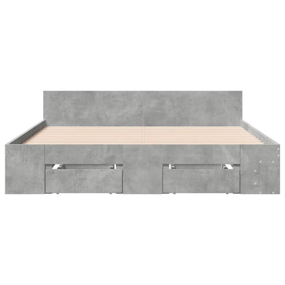 vidaXL Bed Frame with Drawers without Mattress Concrete Grey 160x200 cm
