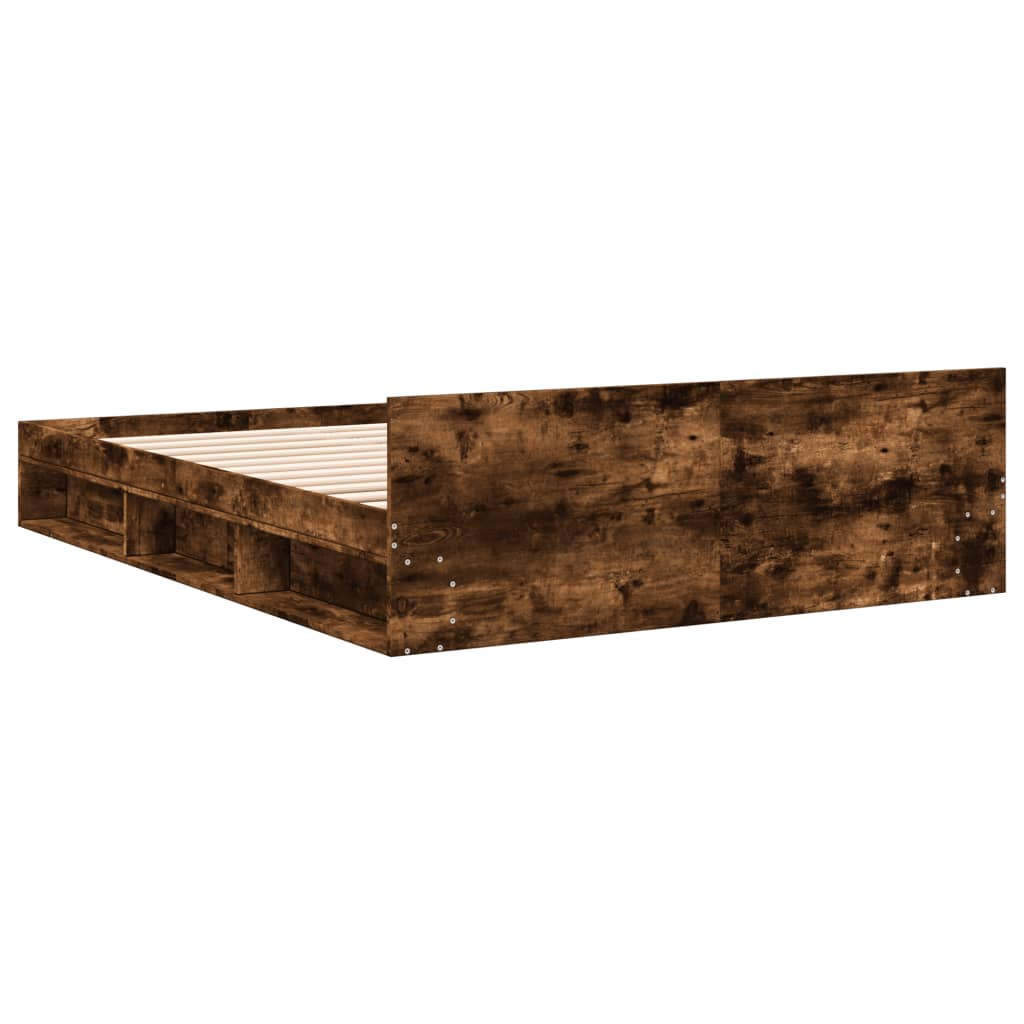 vidaXL Bed Frame with Drawers without Mattress Smoked Oak 160x200 cm