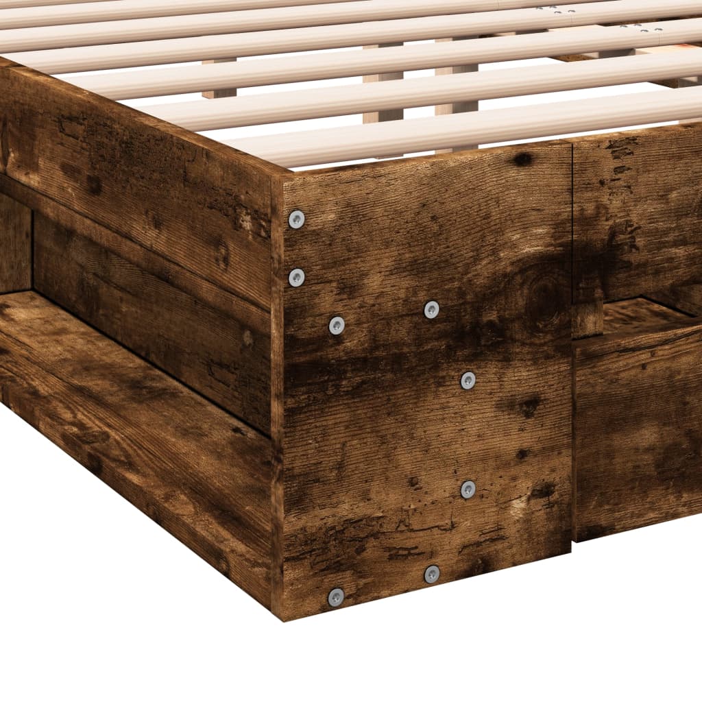 vidaXL Bed Frame with Drawers without Mattress Smoked Oak 160x200 cm
