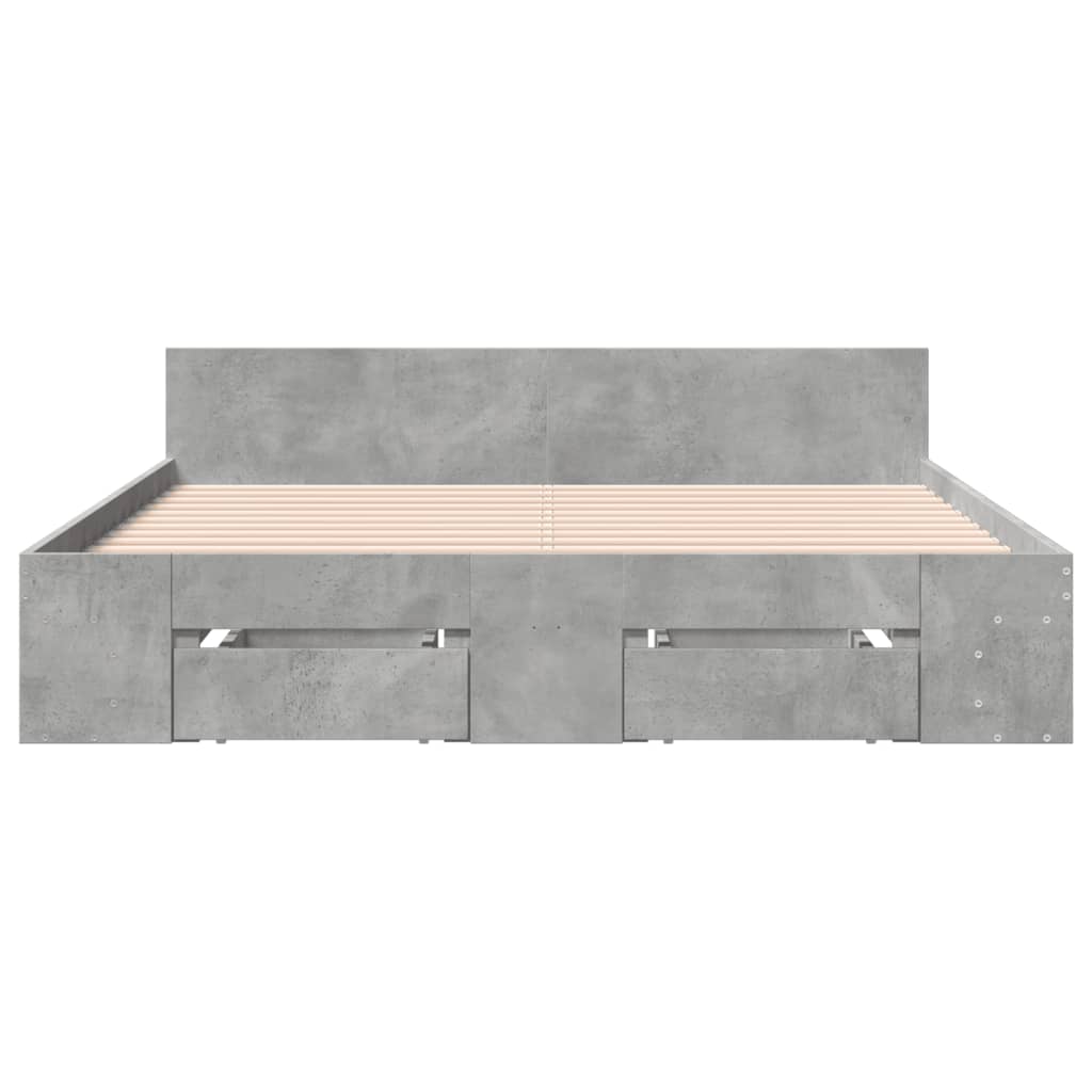 vidaXL Bed Frame with Drawers without Mattress Concrete Grey 150x200 cm King Size