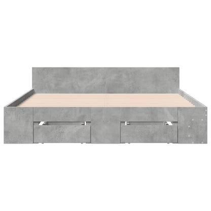 vidaXL Bed Frame with Drawers without Mattress Concrete Grey 150x200 cm King Size