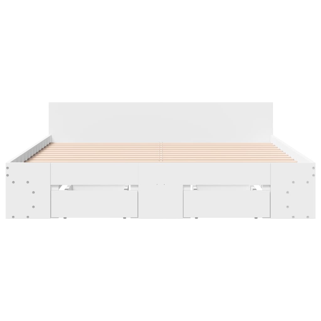 vidaXL Bed Frame with Drawers without Mattress White 140x200 cm