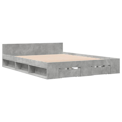 vidaXL Bed Frame with Drawers without Mattress Concrete Grey 140x200 cm